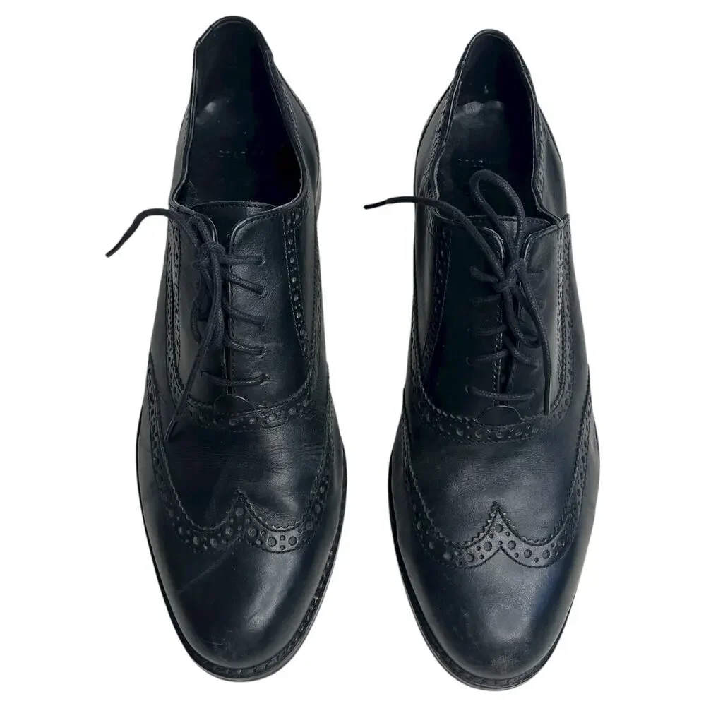 Cole Haan Mens Oxford Shoes 9.5 Skylar II Black Leather Wingtip Leather D41595